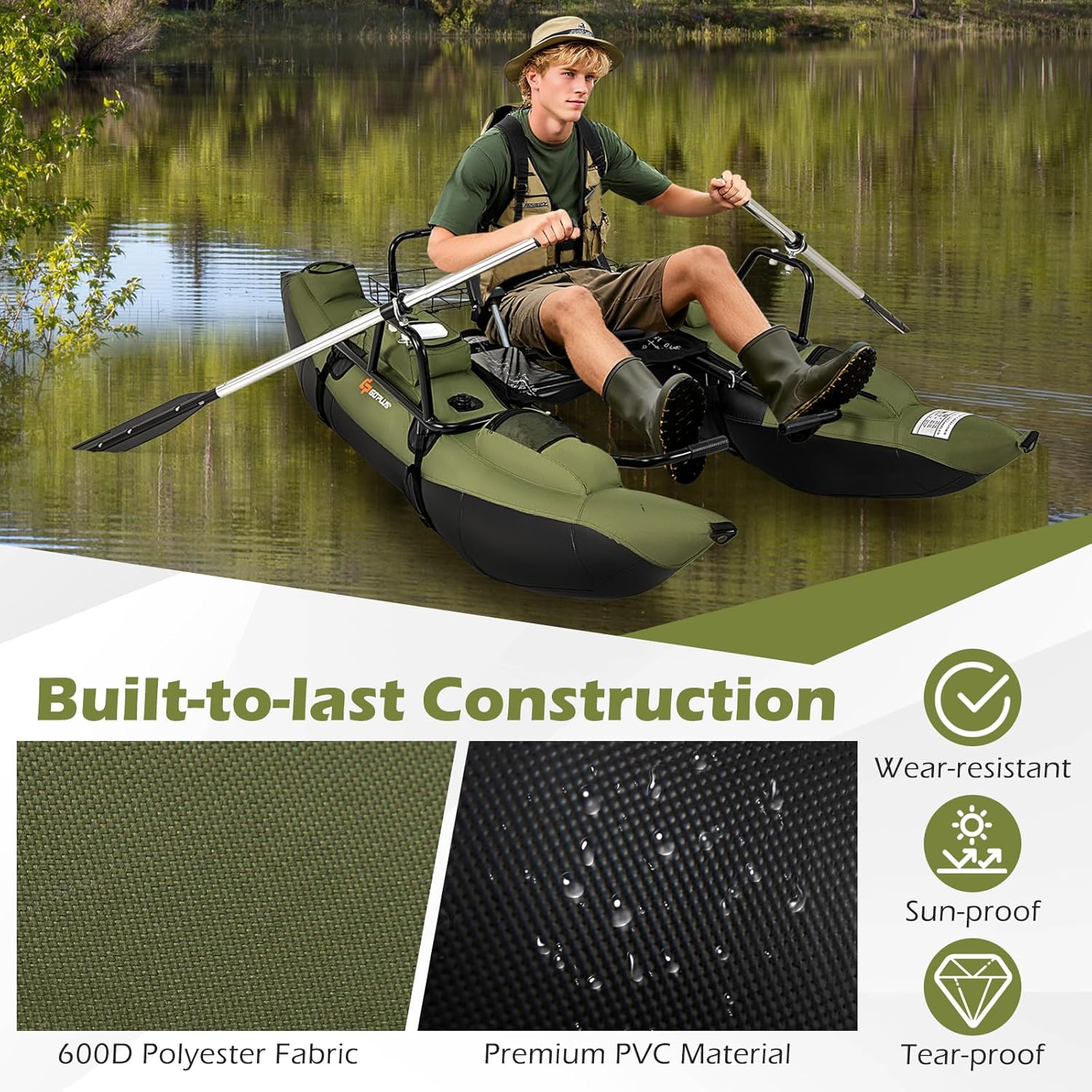 Adult Inflatable Belly Boat wi - Fishing Boat Seat recension och pris