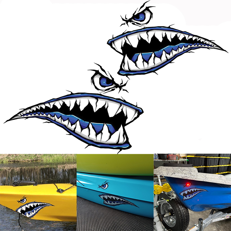 2PCS Shark Teeth Mouth Boat St - Fishing Boat Trailer recension och pris